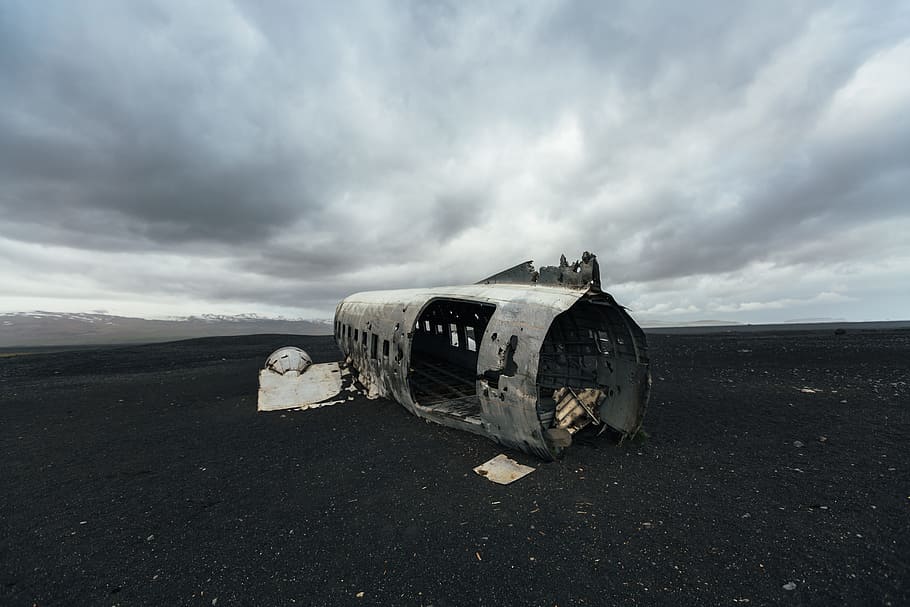 mountain, dark, cloudy, sky, metal, steel, crash, plane, cloud - sky HD wallpaper