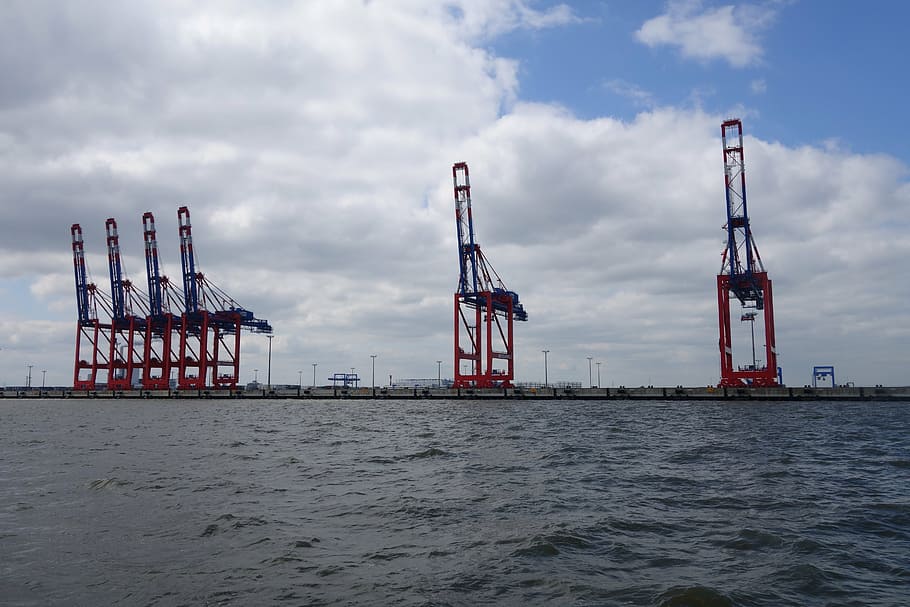 port, port facility, container, container cranes, jadeweserport HD wallpaper