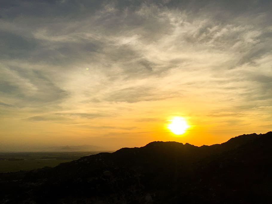 sunset, mountain, the sun, sky, natural, travel, army headquarters HD wallpaper