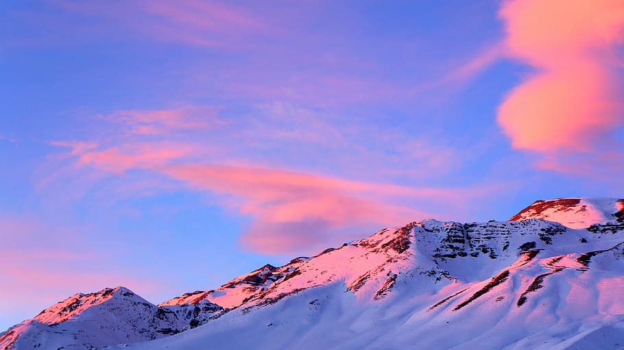bottom view of white and brown mountain, snow-capped mountain HD wallpaper
