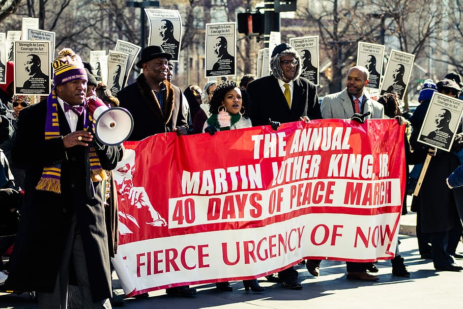 people rallying on street at daytime, march, martin luther king, HD wallpaper