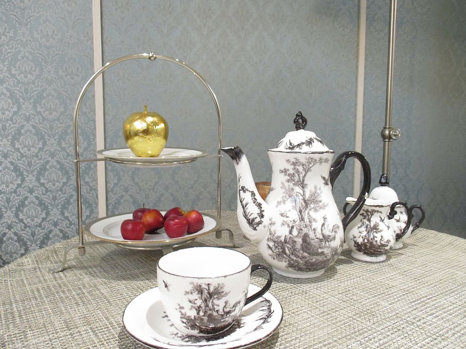 tea set, cup, saucer, snack, tea time, teapot, tea - Hot Drink HD wallpaper