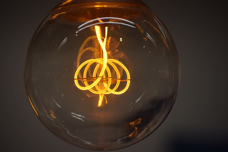 Lamp, Burning, Light, illuminated, light bulb, filament, lighting equipment HD wallpaper