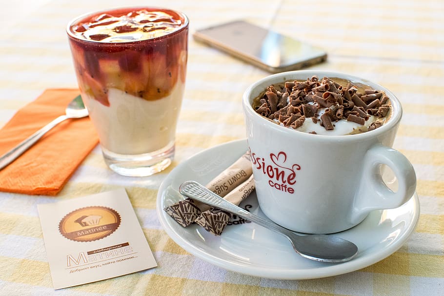 coffee, summer, enjoy, drink, cup, table, restaurant, caffeine HD wallpaper