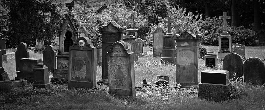 cemetery, old grave stones, old cemetery, cross, leave, tombstone