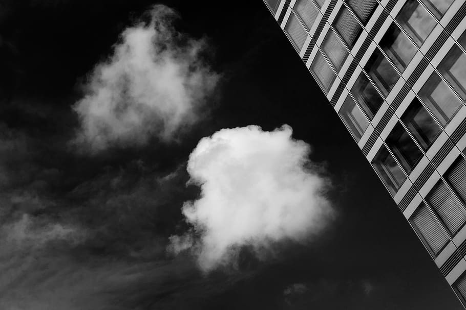 grayscale photo of smoke, architecture, building, infrastructure HD wallpaper