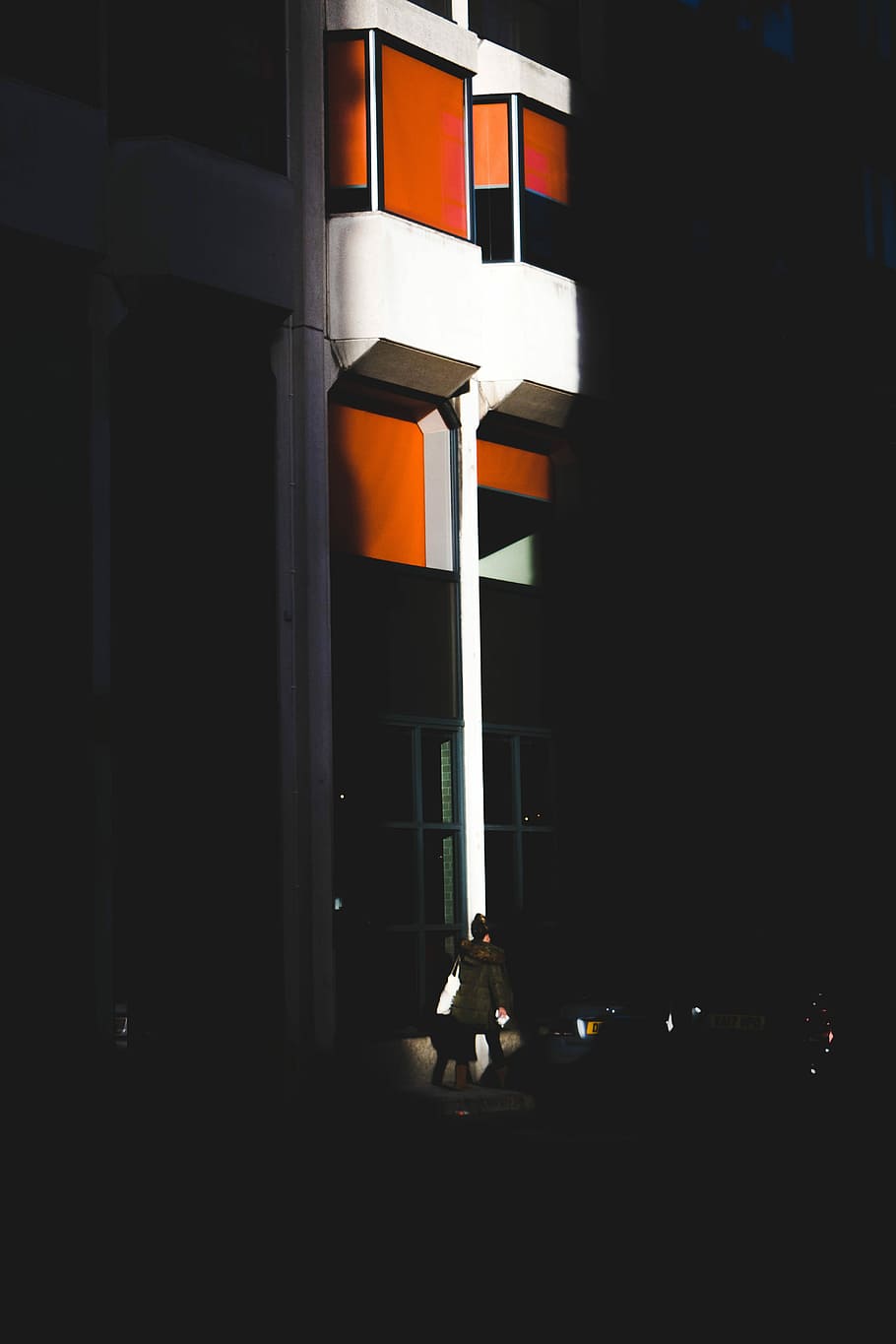 woman wearing beside building, architecture, design, night HD wallpaper