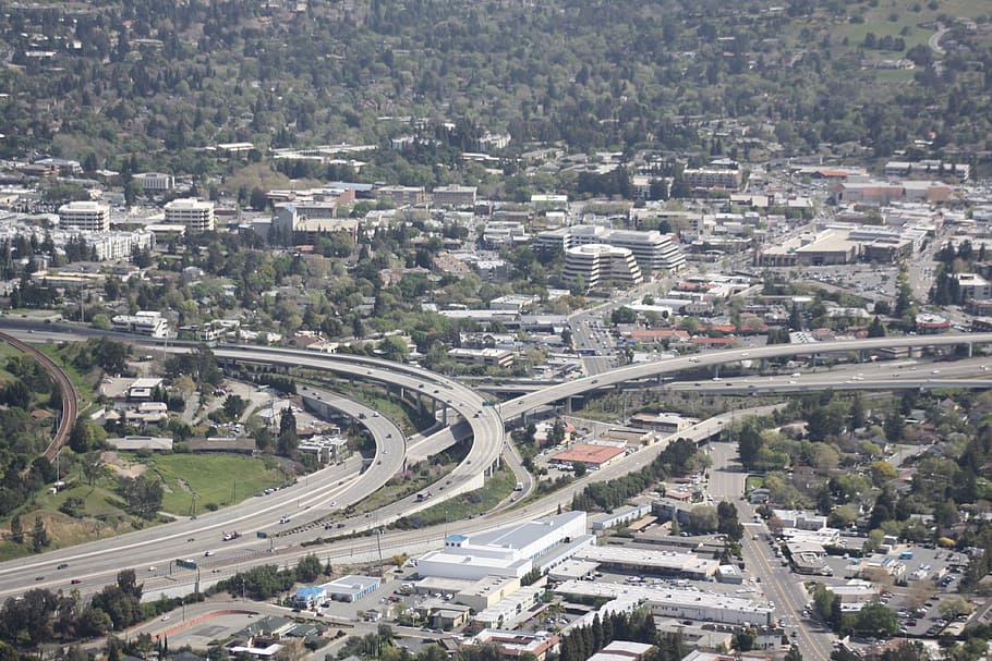 Freeway, Overpass, Suburbia, Traffic, aerial, architecture HD wallpaper