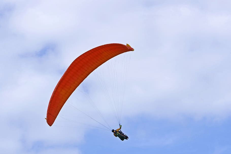 flying, parachute, hang glider, gliders, sky, float, flight, HD wallpaper
