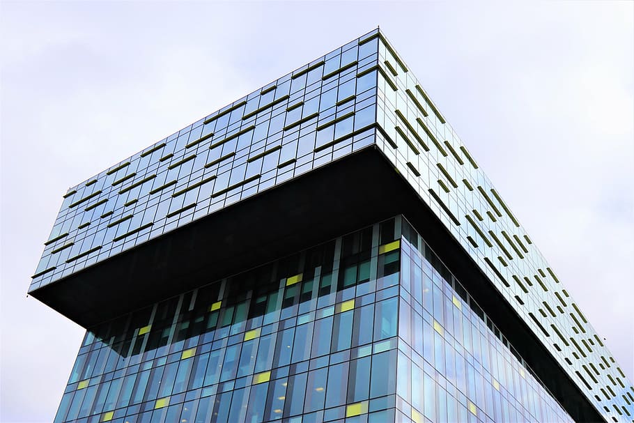 close-up photography of curtain wall building, architecture HD wallpaper