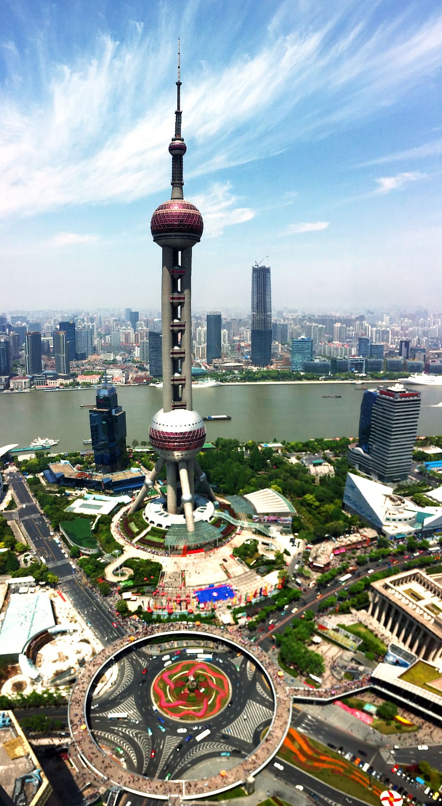 shanghai, pearl of the orient, panorama, blue sky, building exterior, HD wallpaper