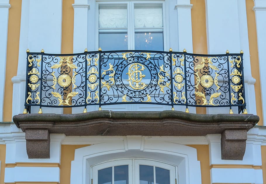 balcony, baroque, gold, metal, krypno plan, landscape, history, HD wallpaper