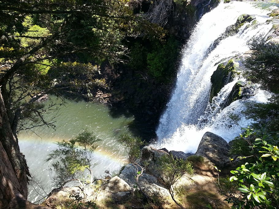 water fall, nature, tree, beauty in nature, flowing water, scenics - nature HD wallpaper