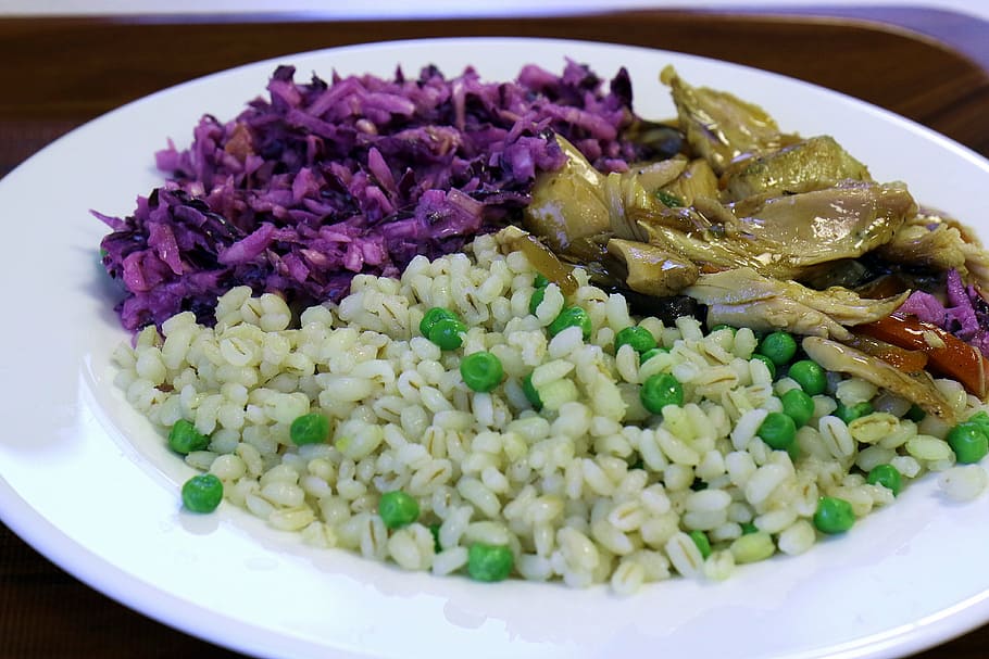 eating, peas, buckwheat, meat, the second dish, meal, cabbage HD wallpaper
