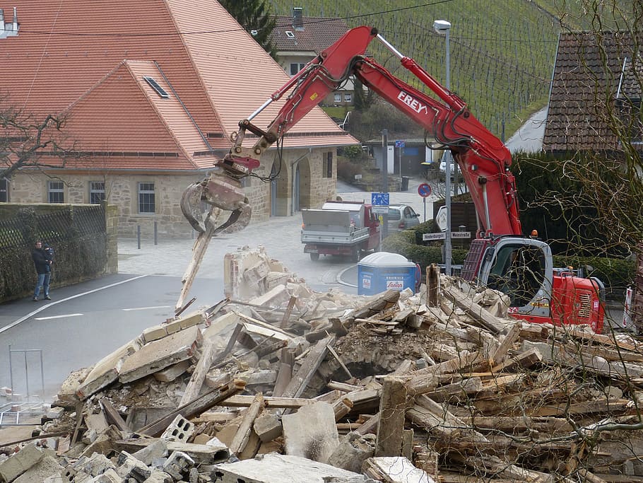 home, demolition, work, excavators, site, built structure, building exterior HD wallpaper