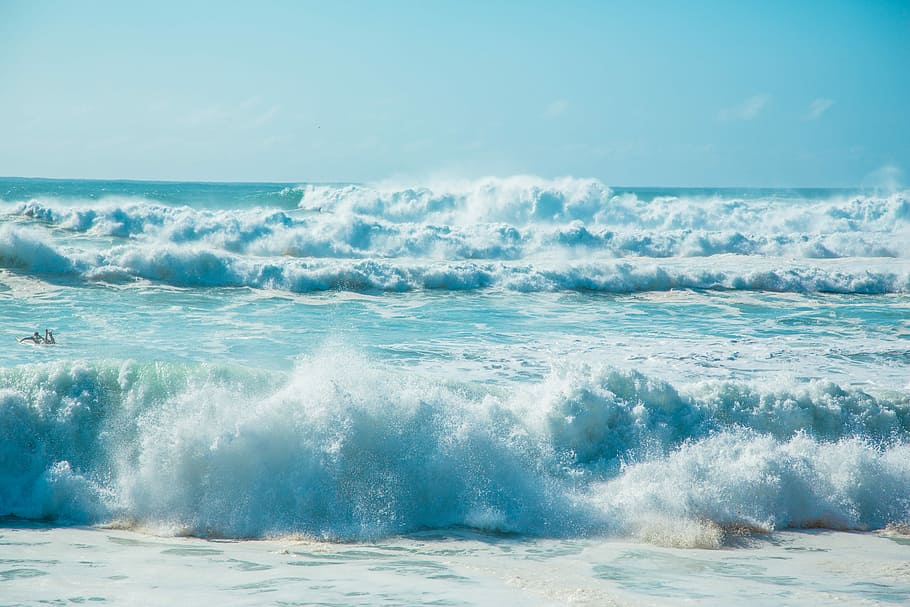time lapse photography of splashing waves on seashore, sea waves during daytime HD wallpaper