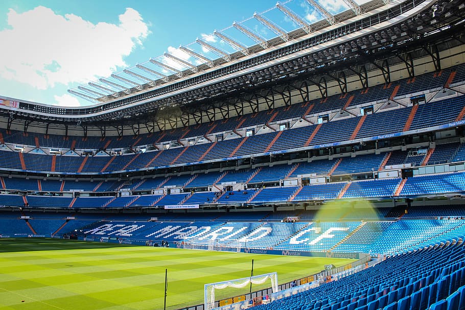 Real Madrid CF stadium, football stadium, seats, sport, soccer, HD wallpaper