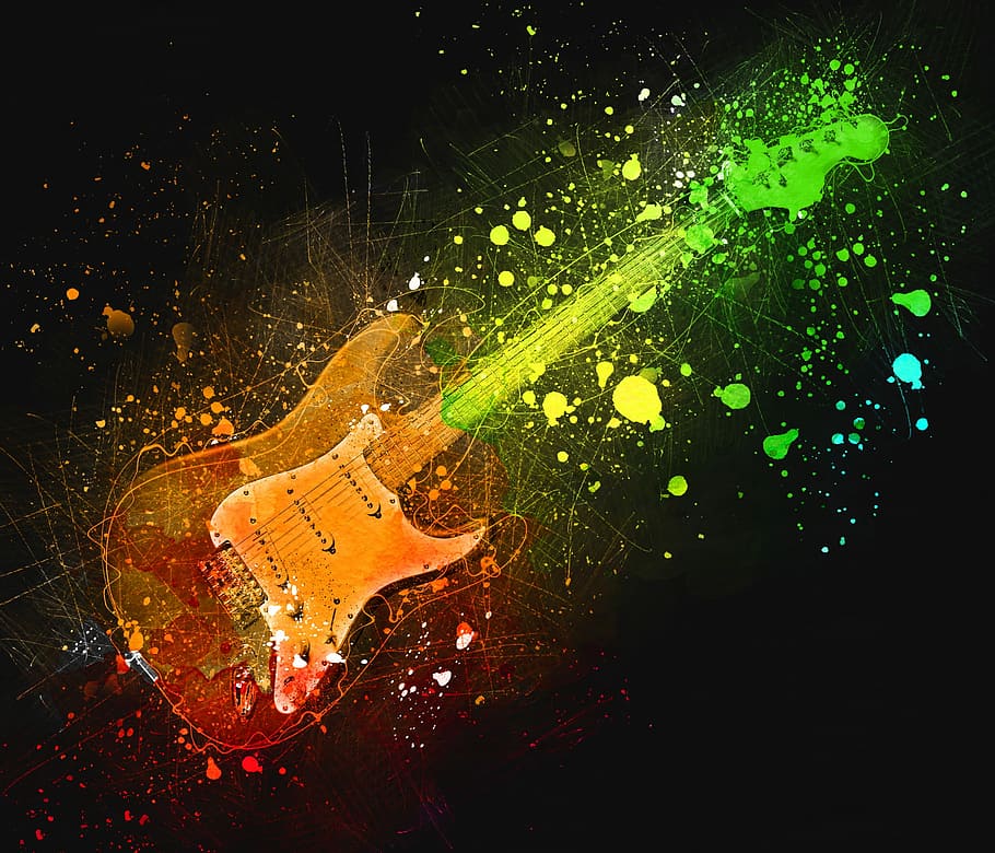 illustration of electric guitar, rock, stringed instrument, musical instrument, HD wallpaper