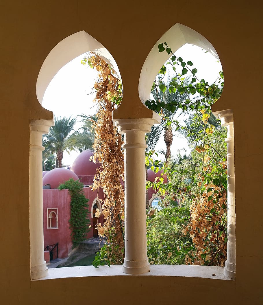window, orient, palace, oriental, sun window, holiday, plant HD wallpaper