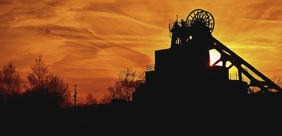 sunset, pit, nature, outdoor, silhouette, sky, cloud - sky HD wallpaper