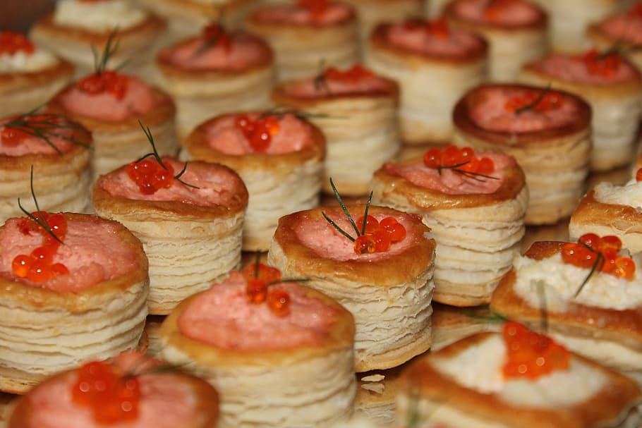 stuffed puff pastry, buffet, cold buffet, food, cake, dessert HD wallpaper