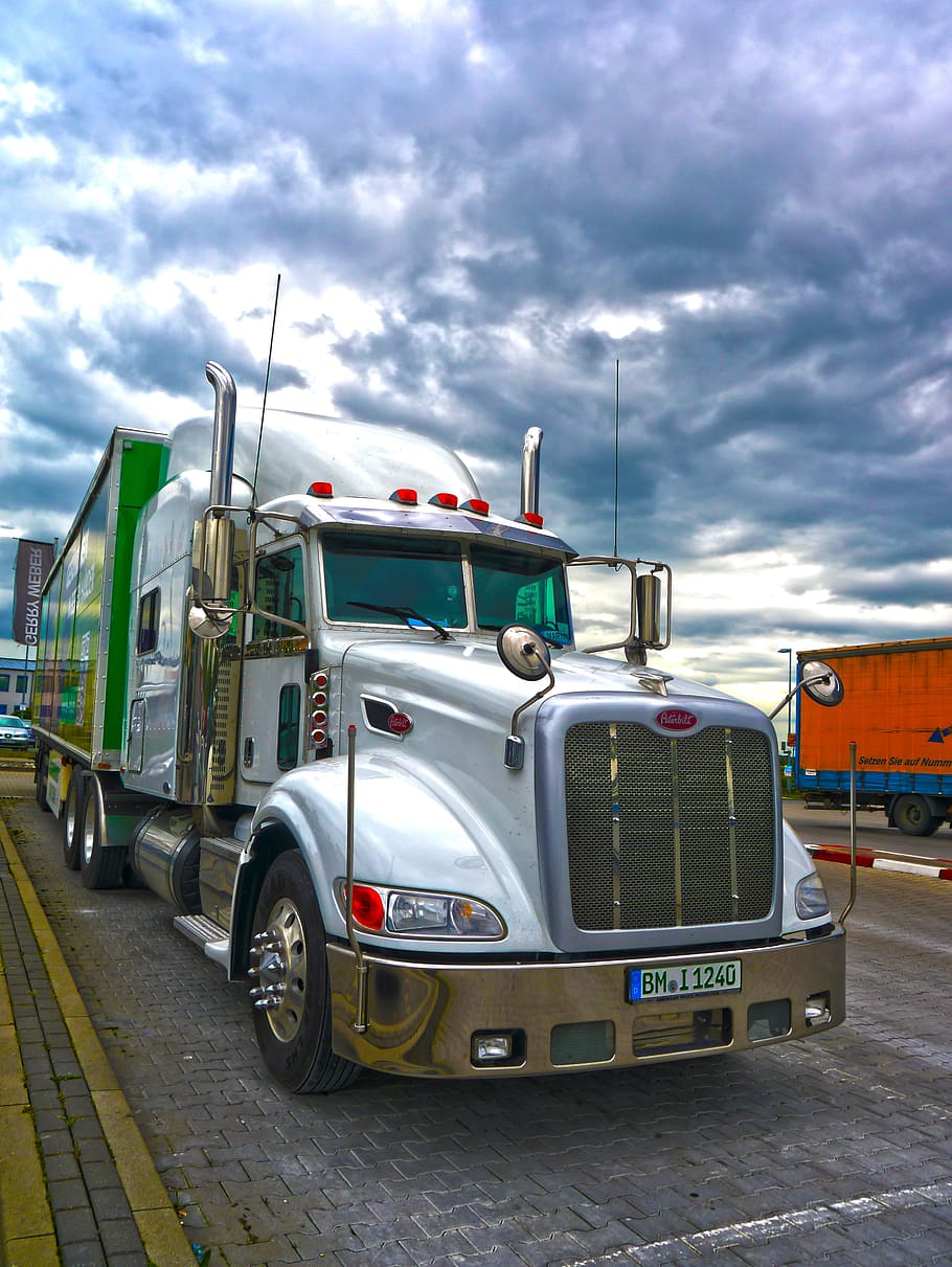 gray freight truckl, hdr, logistics, transport, usa, transportation, HD wallpaper