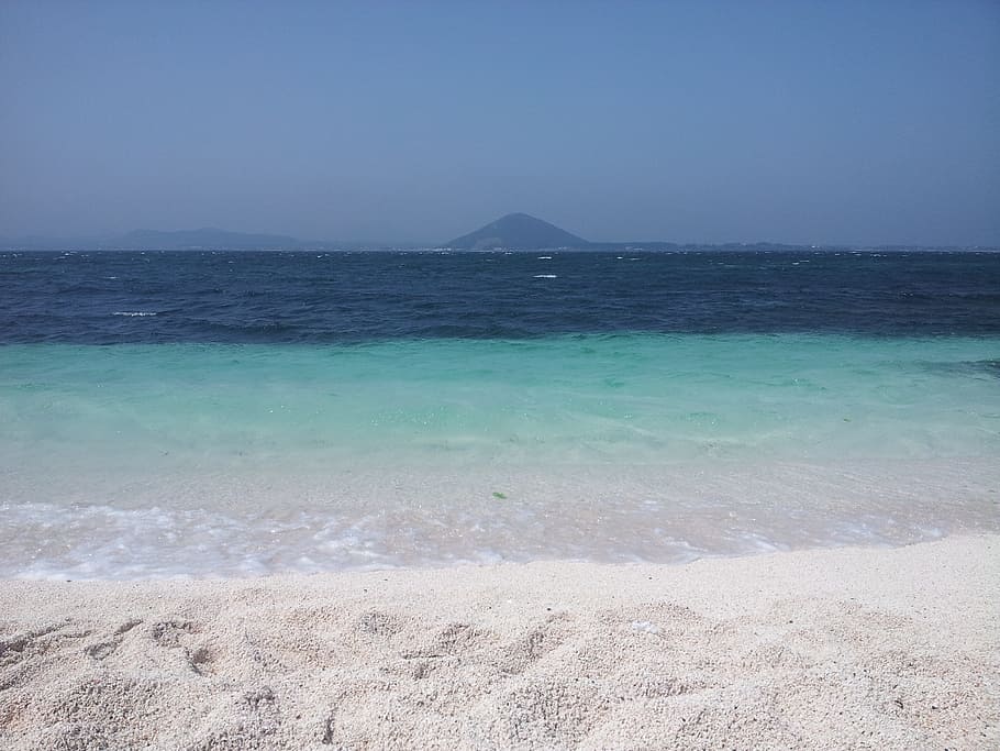 udo, white sandy beach, sea, jeju island, water, beauty in nature, HD wallpaper