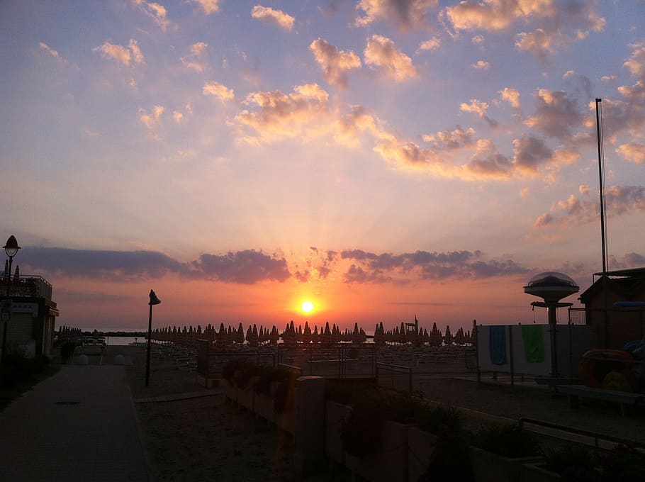 sunrise, sea, clouds, beach, morgenrot, sunset, sky, cloud - sky HD wallpaper