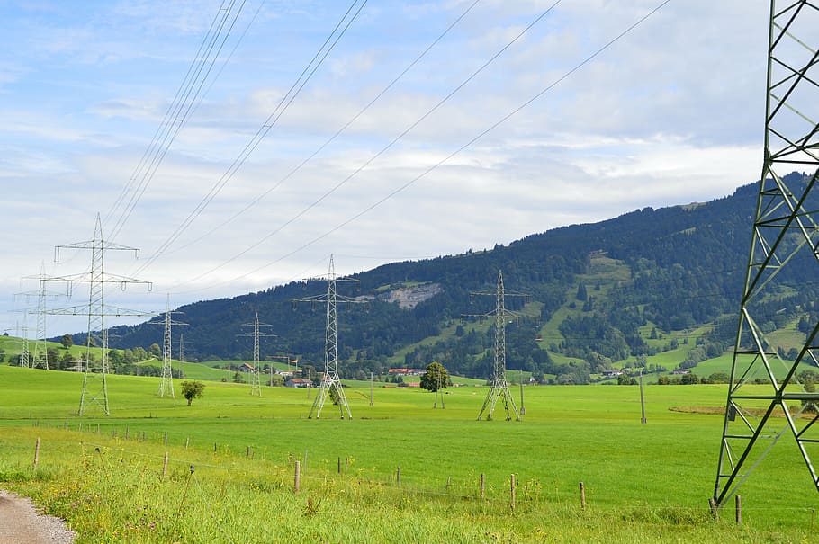 Online crop | HD wallpaper: masts, power line, current, energy ...