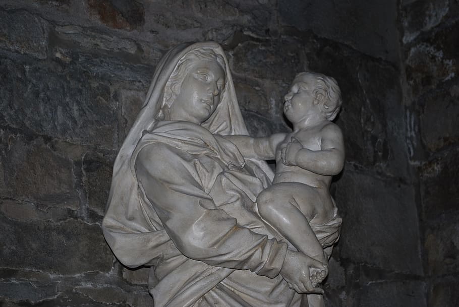 virgin, status, marble, child, religion, statue, christian HD wallpaper