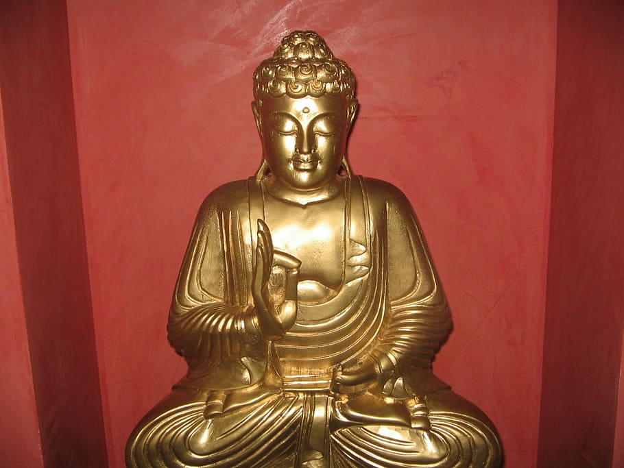 Gautama Buddha statue, gold, buddhism, asia, religion, spirituality HD wallpaper