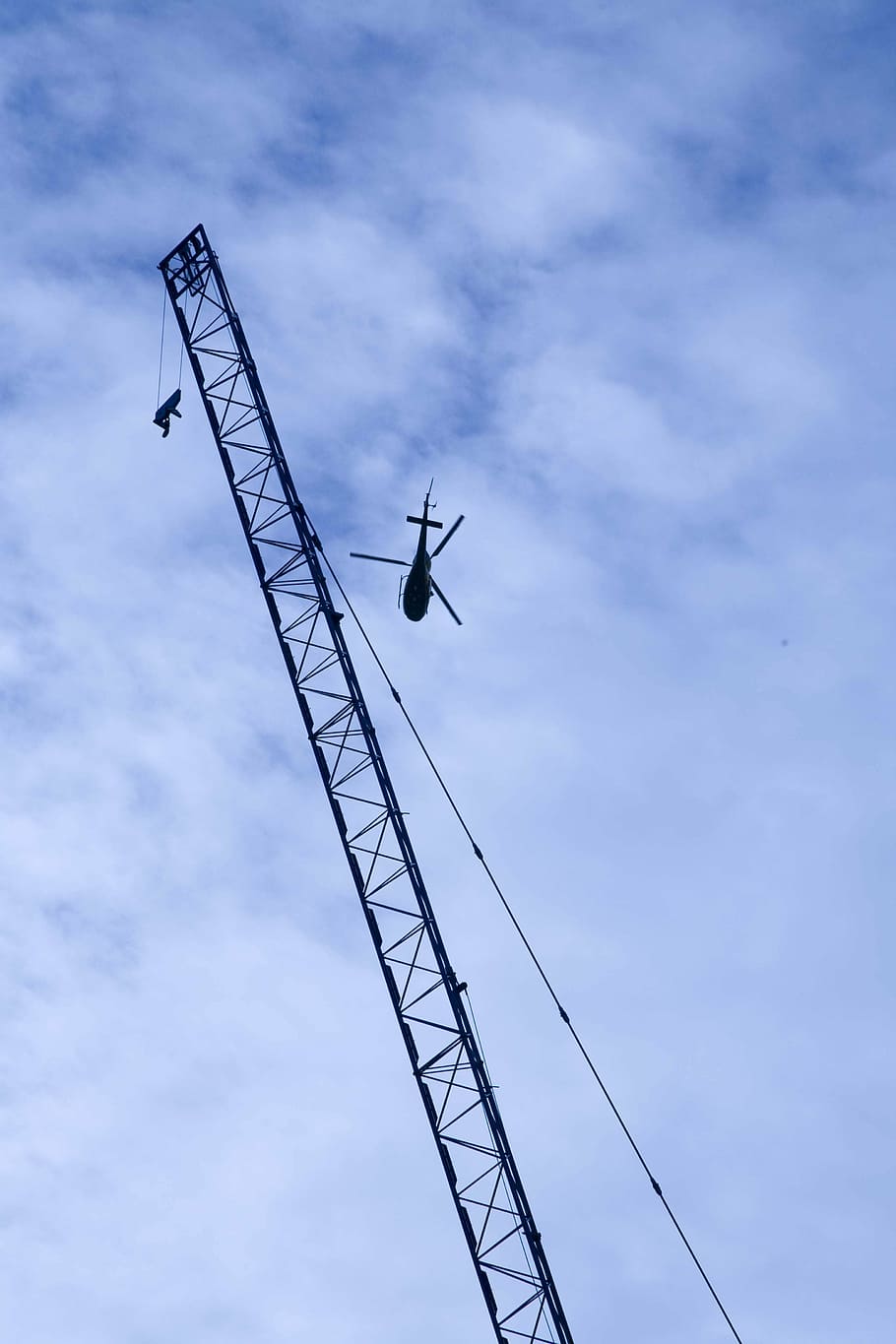 helicopter, crane, construction, engineering, building, sky HD wallpaper