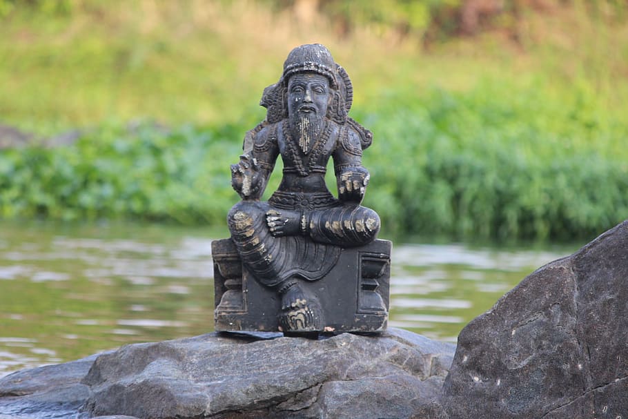 Idol, Nature, Water, Blue, Blue, Green, statue, sculpture, asia HD wallpaper