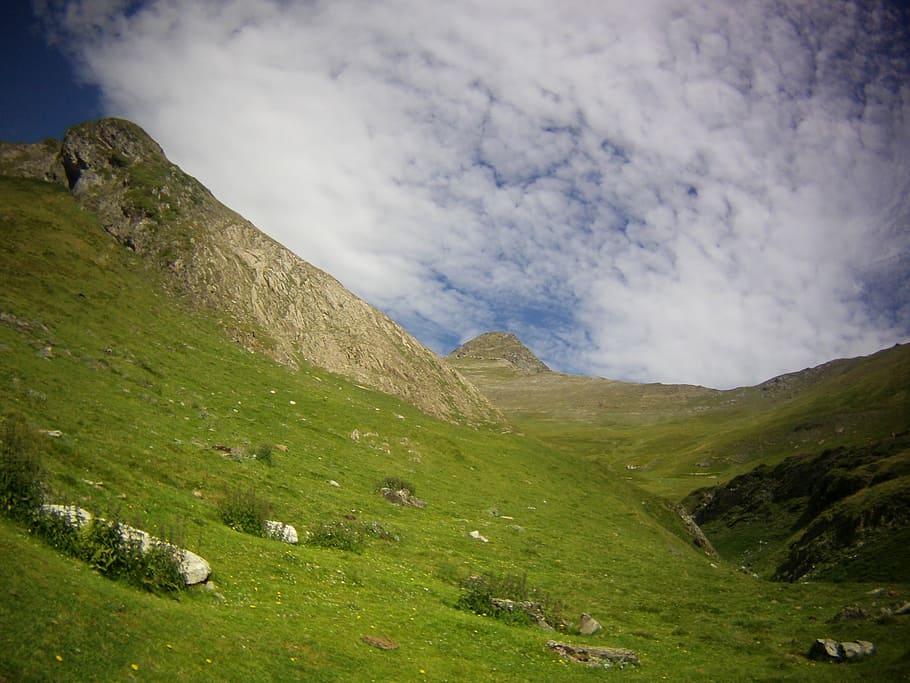 meadow, mountains, hiking, cloud - sky, scenics - nature, beauty in nature HD wallpaper