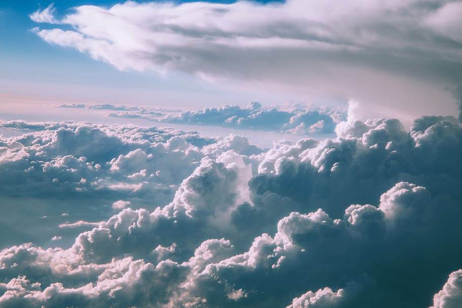 landscape photography of white clouds, air, atmosphere, cloudiness HD wallpaper