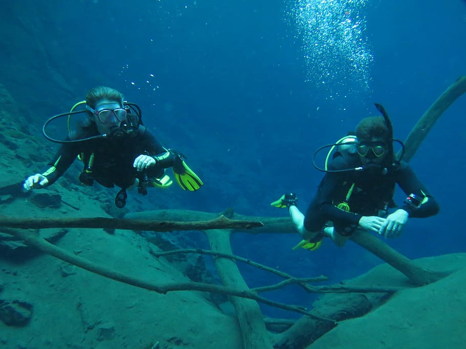 diving, blue lagoon, beautiful, underwater, sea, scuba diving, HD wallpaper