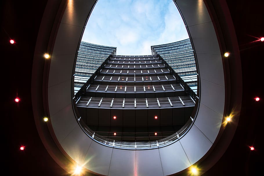 aerial photo of skyscraper at daytime, worm's eye-view of building HD wallpaper