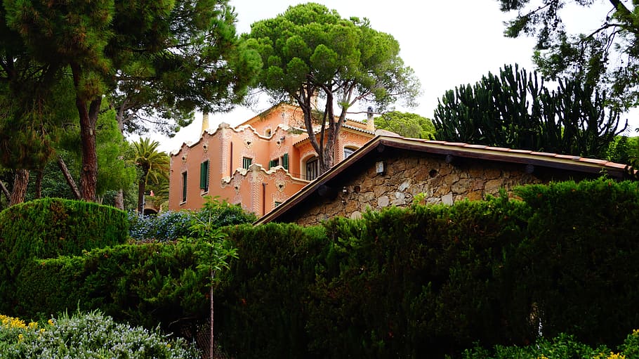 spain, park, house, trees, travel, green, beautiful building HD wallpaper