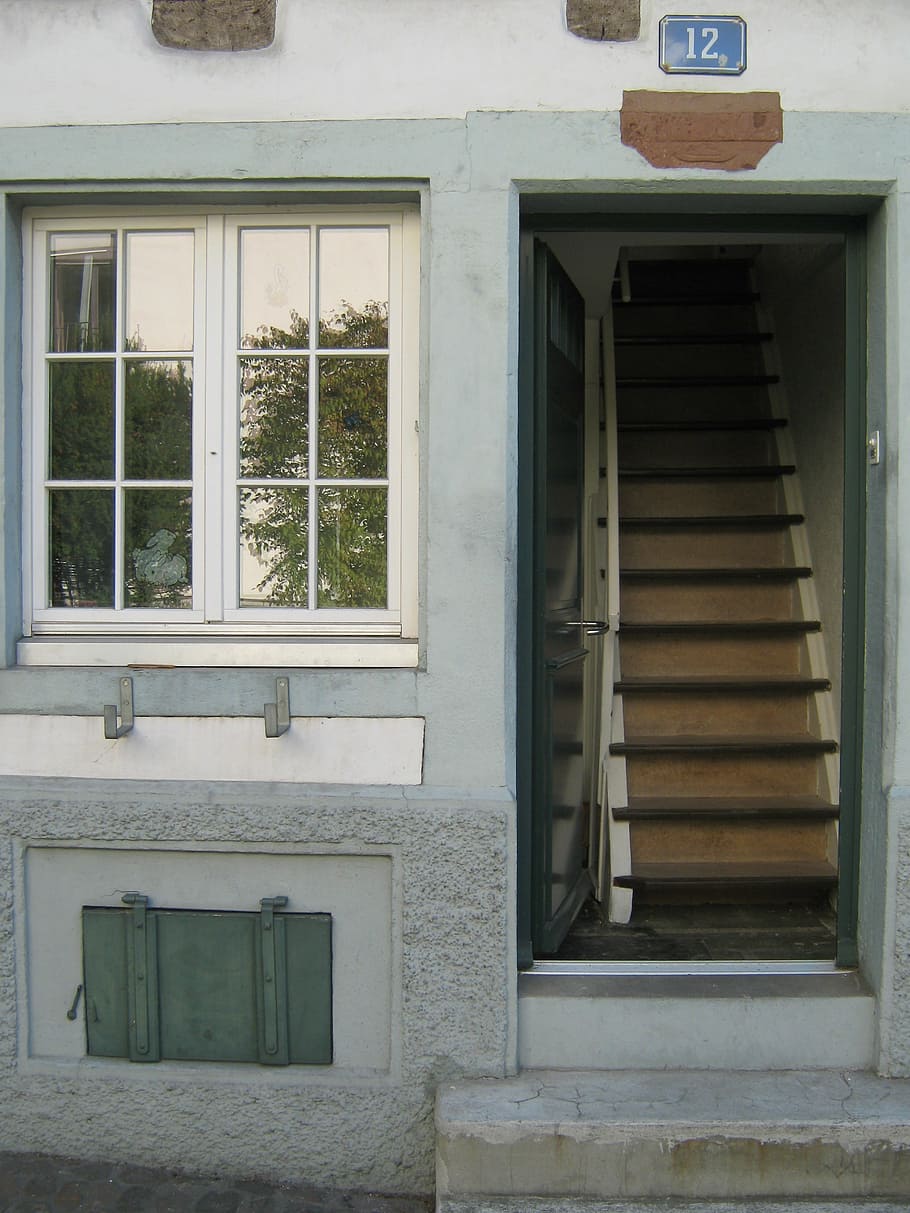 home, wall, window, stairs, gradually, basement, roller shutter, HD wallpaper
