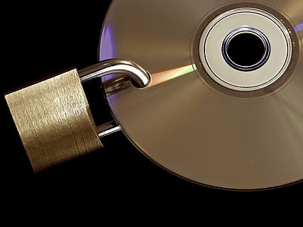 disc with padlock, privacy policy, data security, encrypted HD wallpaper