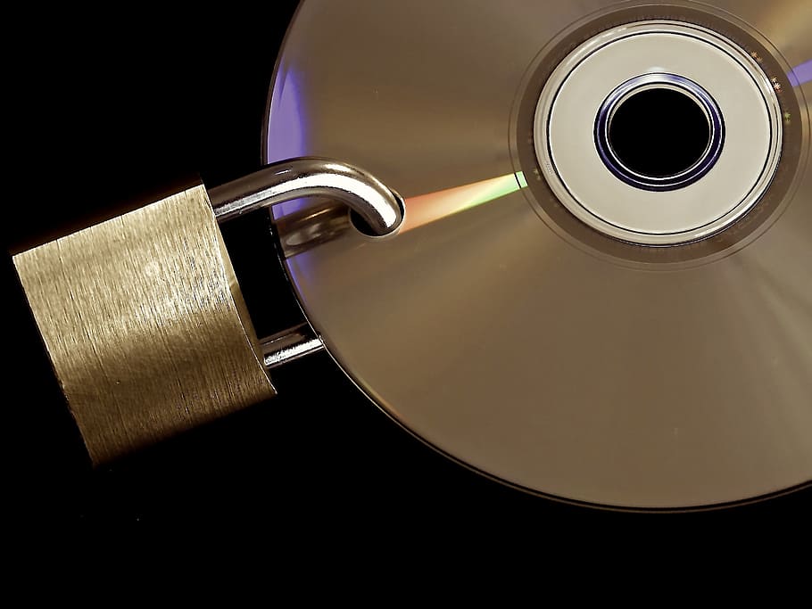 disc with padlock, privacy policy, data security, encrypted HD wallpaper