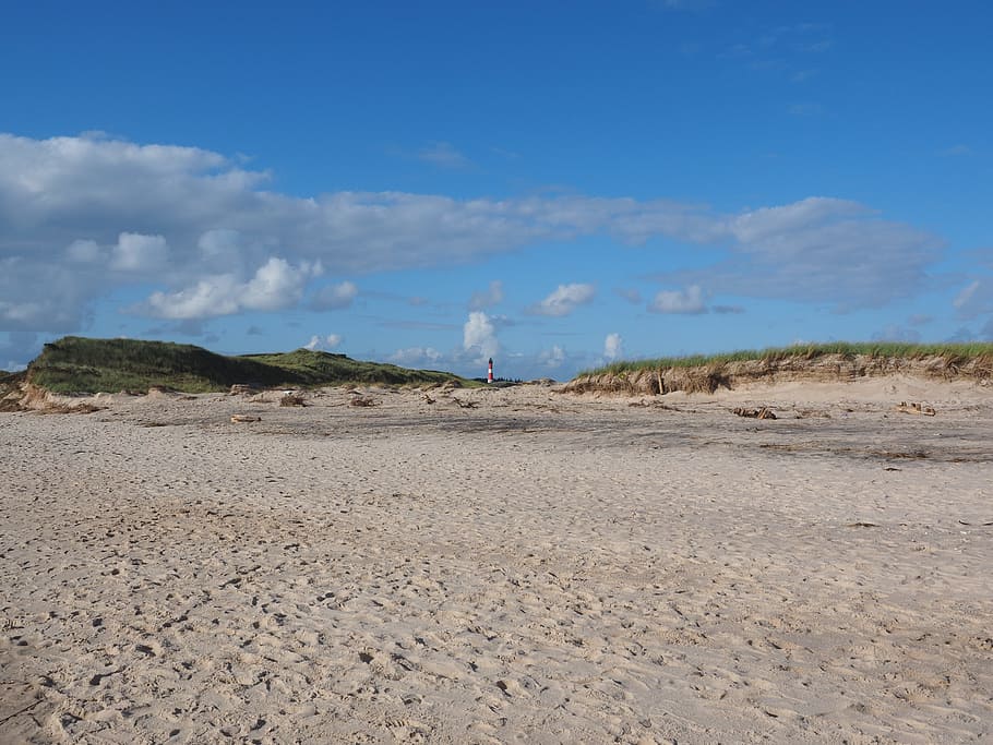 lighthouse, hörnum, dunes, island, sylt, red tower, sky, cloud - sky HD wallpaper