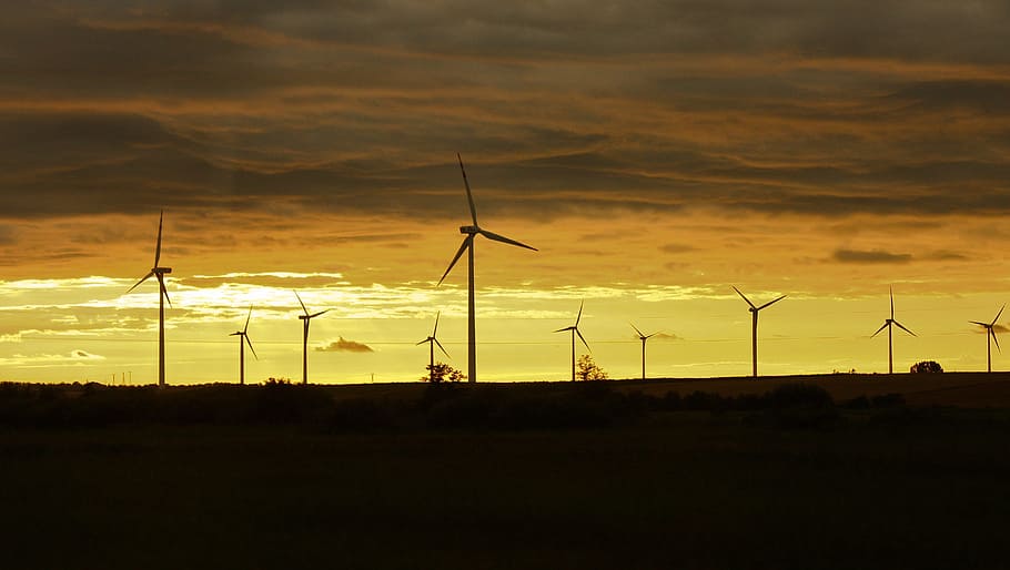 windmill, structure, dark, sunset, sky, clouds, highland, farm HD wallpaper