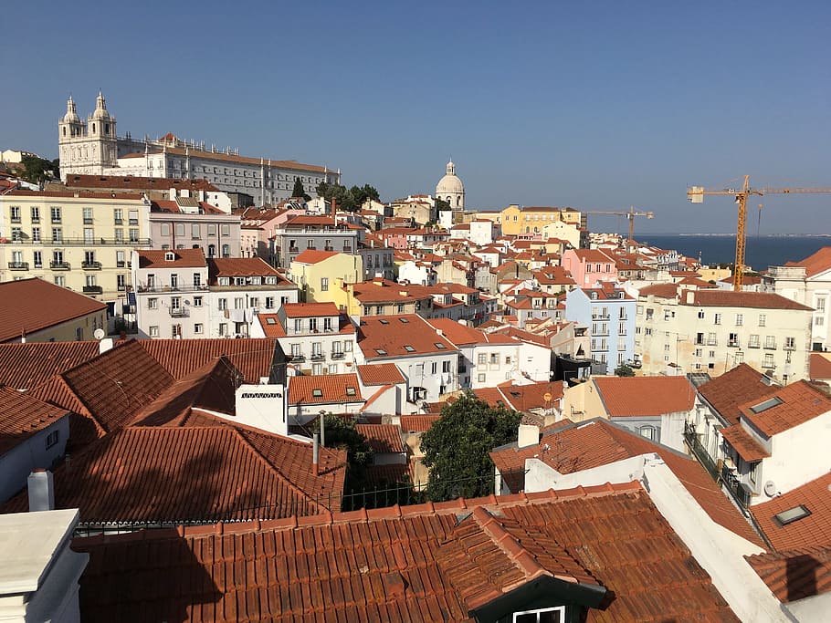 Lisbon, Portugal, Roofs, City View, architecture, building exterior, HD wallpaper