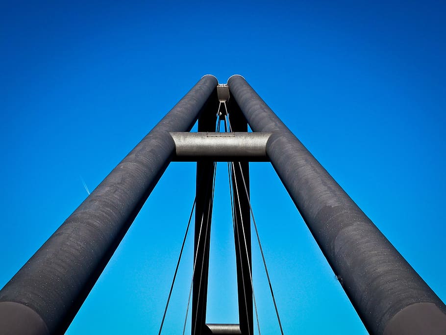 Architecture, Modern, Geometric, Bridge, düsseldorf, suspension bridge HD wallpaper