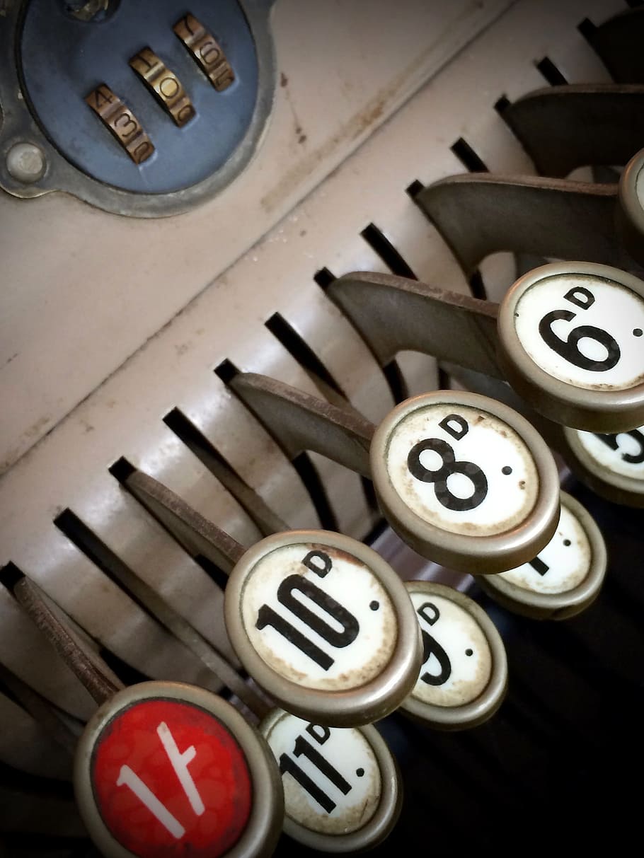 Pre-Decimal, Cash Register, Antique, number, no people, close-up HD wallpaper