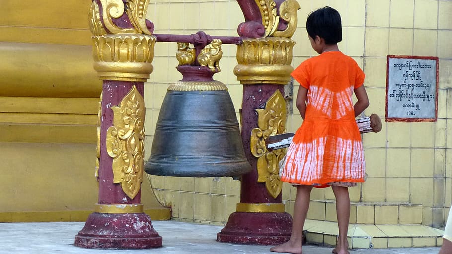 myanmar, bell, buddha, monument, statue, creative, artwork HD wallpaper