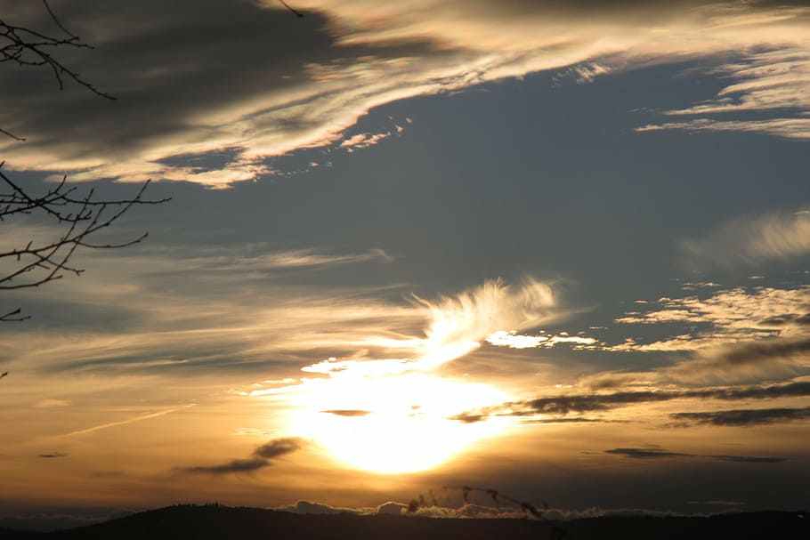 sunset, sky, landscape, view, clouds, cloud - sky, beauty in nature HD wallpaper