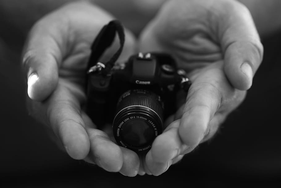 Camera, Canon, Hands, Photography, Small, miniature, one man only HD wallpaper