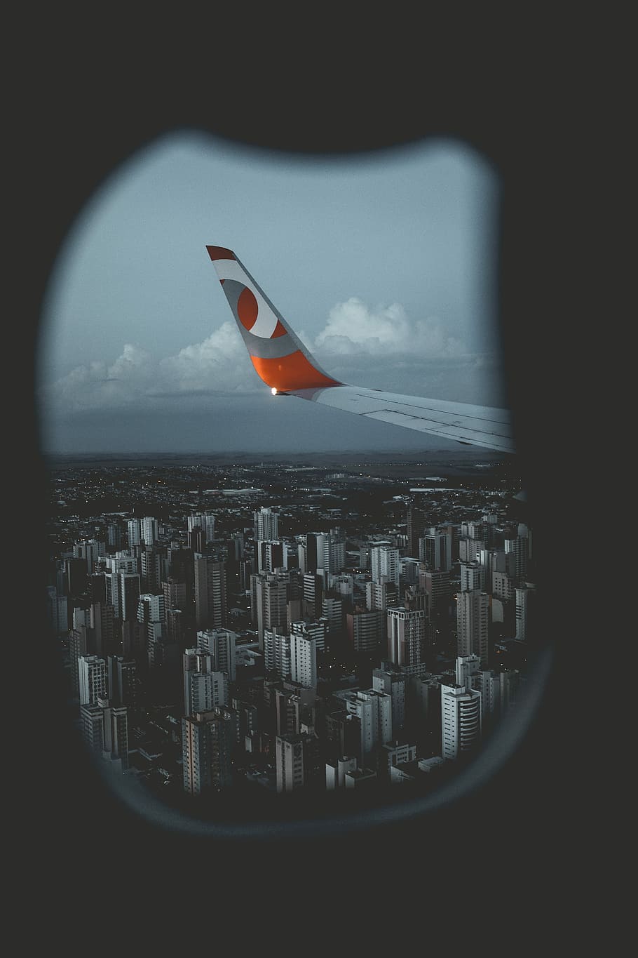 orange and gray plane winged flying on air during daytime, view of plane wing from window of plane HD wallpaper